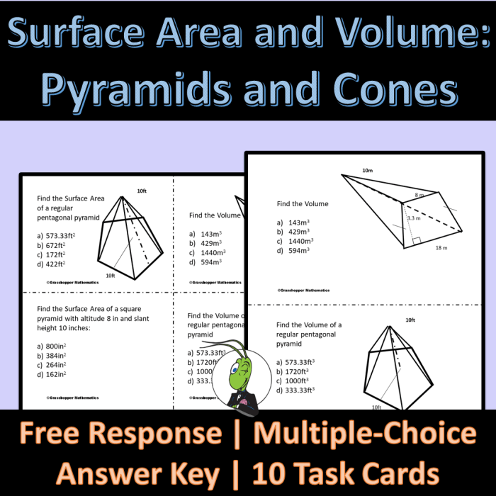 Surface areas of pyramids and cones quiz